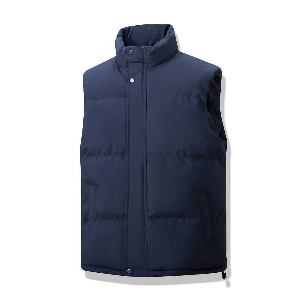 Men Sleeveless Vest Zipper Jackets Winter Fashion Male Warm Vest Coats Men Stand Collar Outdoor Waistcoats Windproof StreetwearXJ241221