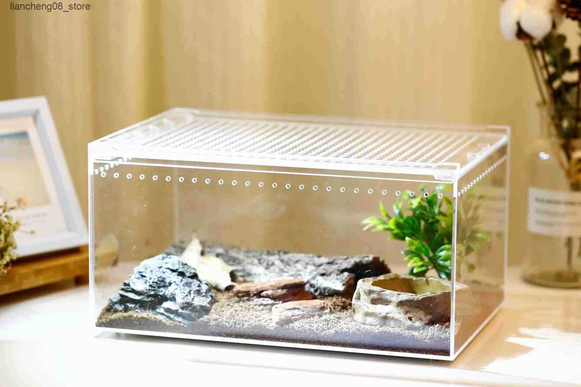 Other Pet Supplies Integrated waterproof crawling pet box acrylic snake guarding palace horned frog feeding box crawler feeding box L240910