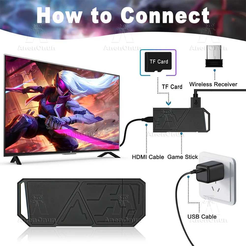 4K Game Stick 41000+ Games 9 Classic Emator TV Video Game Console High Quality Emuelec Retro Gaming hine with 2 Controller Z241219
