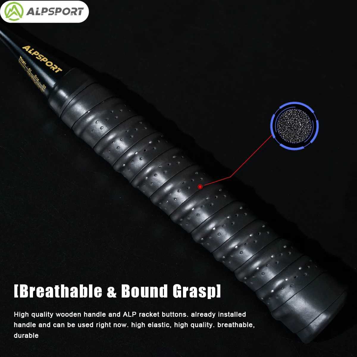 Alpsport Dragon 4U 26LBS all carbon fiber attack badminton racket with new embossed gold and black 100% original design rocketW241221
