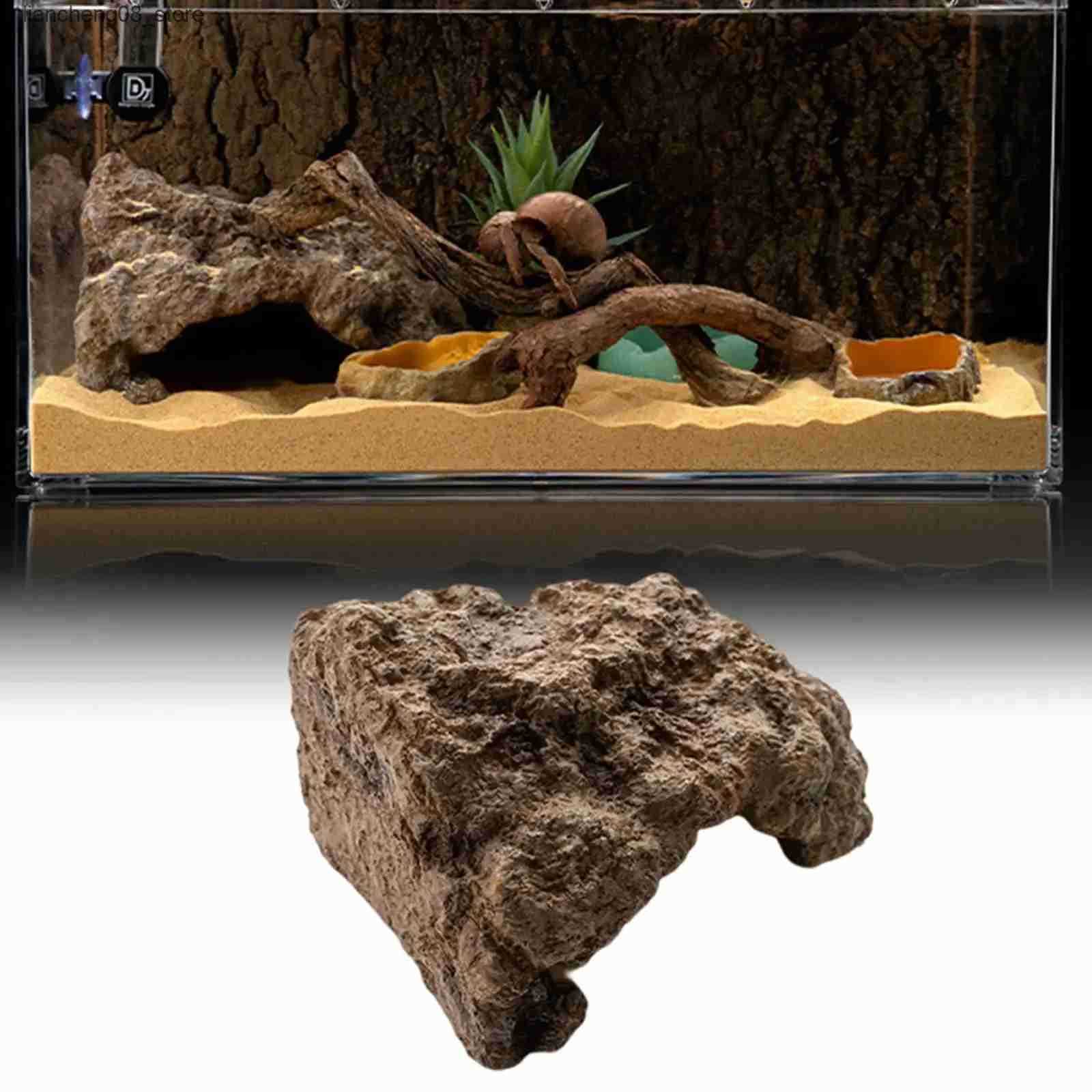 Other Pet Resin Reptile Hide Cave Decoration Lizard Snake Turtle Shelter Hide Rest Cave Aquarium Landscaping Decors L240910