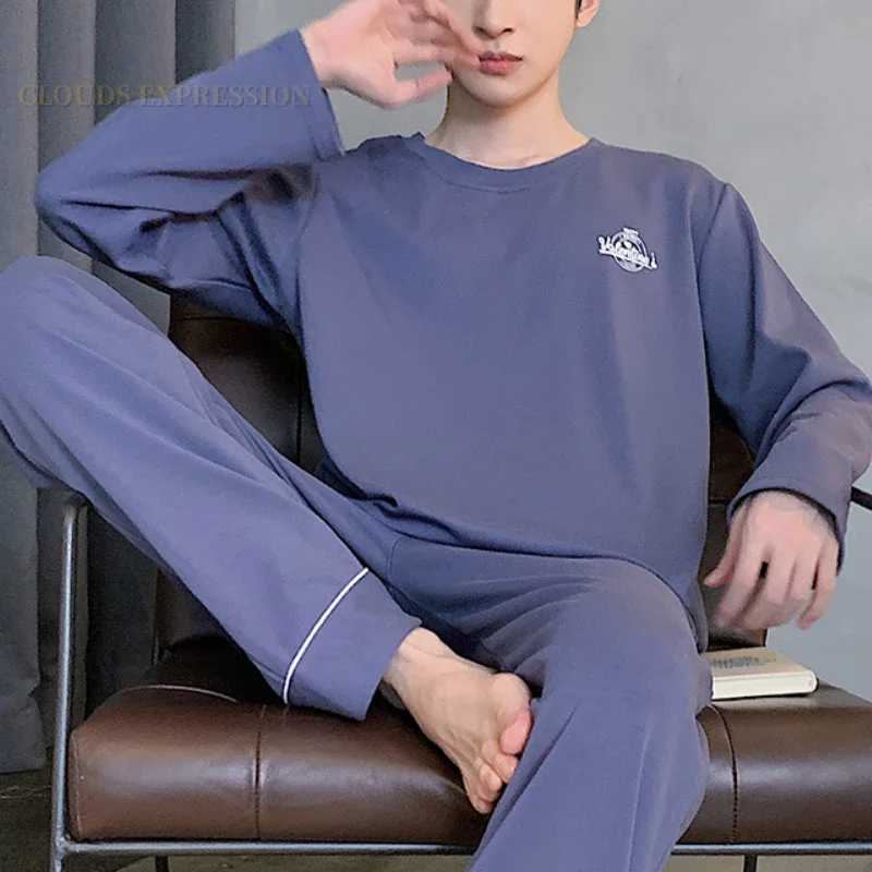 Spring and Autumn Knitted Long Sleeve Mens Pajama Set Mens Pajama Set Letter Pajama Mens Plain Pajama Set W241221