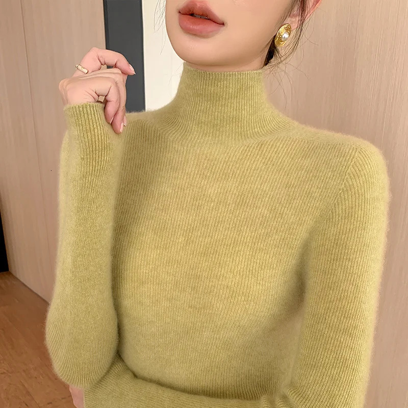 Women Turtleneck Basics Cashmere Sweater Autumn Winter Pullover 100% Merino Wool Knitwear Female Soft Slim Knitting Top 241217
