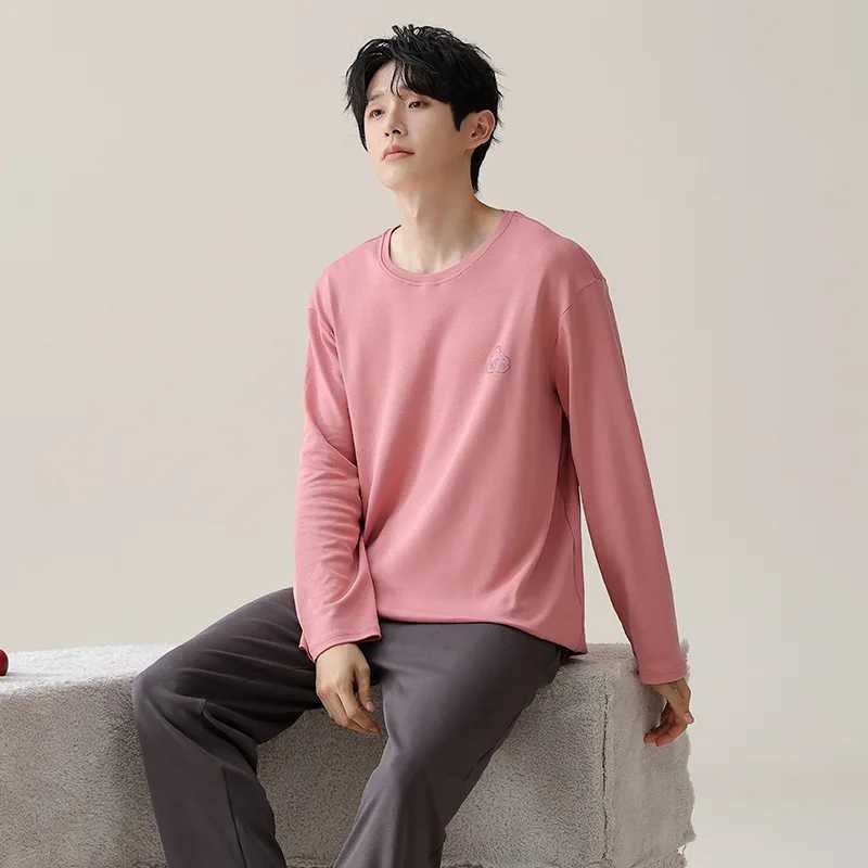 High quality pure cotton pajamas set for mens autumn and winter long sved Korean version Spwear mens cartoon loose casual jacket W241221