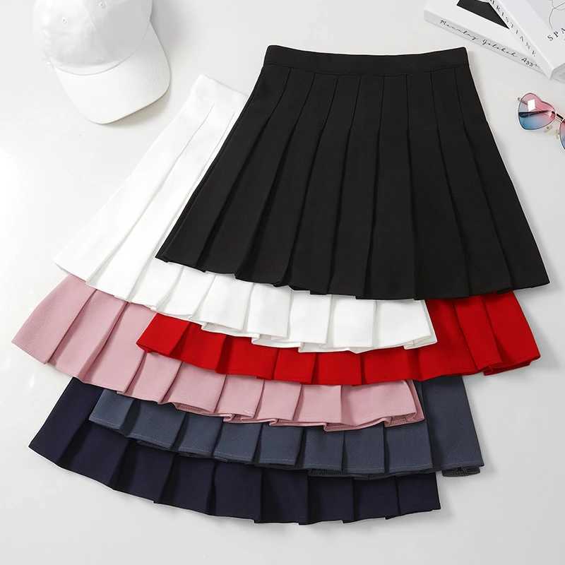 Womens Skirt Pleated Korean Style Summer Woman 2022 Fashion Clothing Pink Elastic High Waist Short White Mini Skirt For GirlsXJ241221
