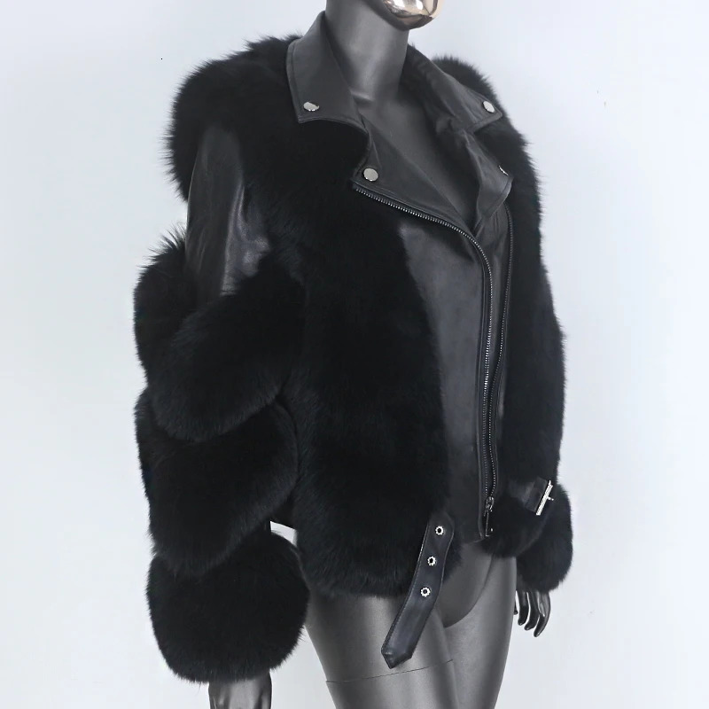 FURYOURSELF Warm Real Fur Coat Vest Winter Jacket Women Natural Fox Genuine Leather Outerwear Detachable Locomotive 241216