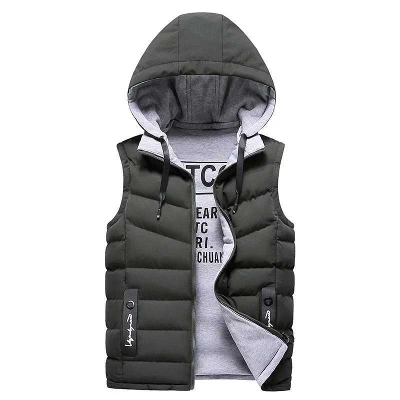Mens Winter Warm Sleeveless Vest Jacket Down Jacket 2024 Mens Hooded New Vest Reversible Removable Hat Outer Top S-4XLXJ241221