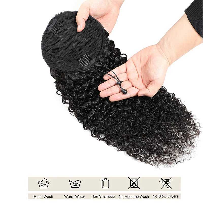 Synthetic Drawstring Curly Ponytail Extension for African Women Short Afro Kinky Ponytail ExtensionXJ241221