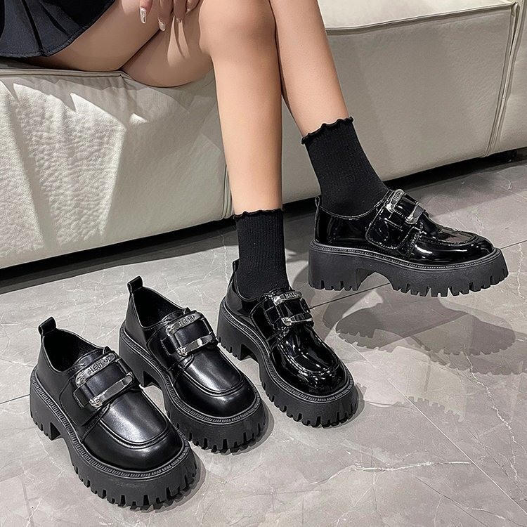 Ddmywed Height Increasing British Style Small Leather Shoes Women's Spring And Autumn Dress 2024 New Black Mary Jane High-Heeled Chinese Brand Sh