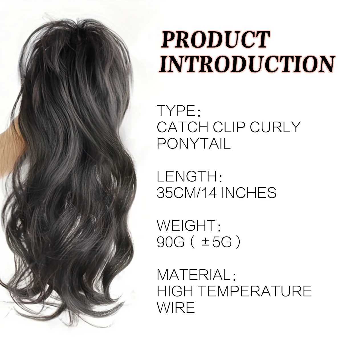 14-Inch Curly Wavy Synthetic Ponytail Effortlessly c Hairpiece with Easy Claw Attachment Elegant Style for WomenXJ241221