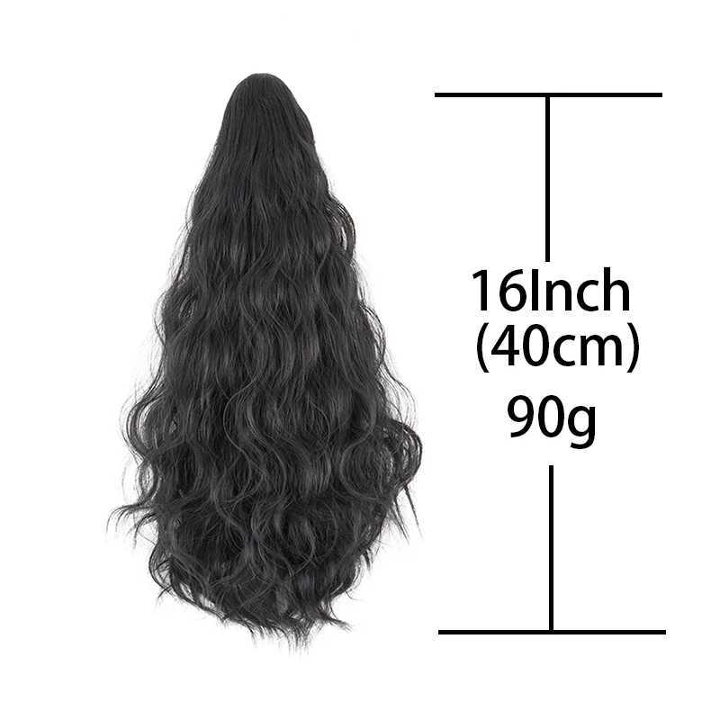16Inch Synthetic Short Wavy Curly Ponytail Claw Clip in Hair Extension Black Brown Hairpiece for WomenXJ241221