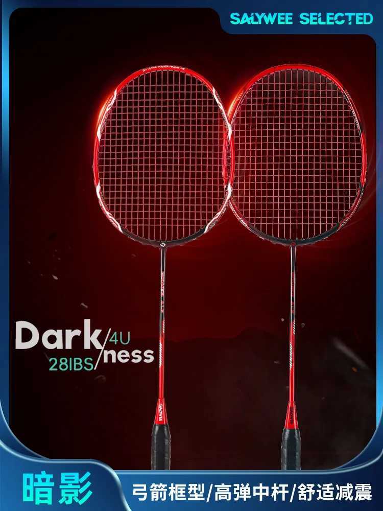 SALYWEE Carbon Fiber Badminton Paddle Shadow 4U Attack Ultra Light Paddle Professional Mens and Womens Singles and DoublesW241221