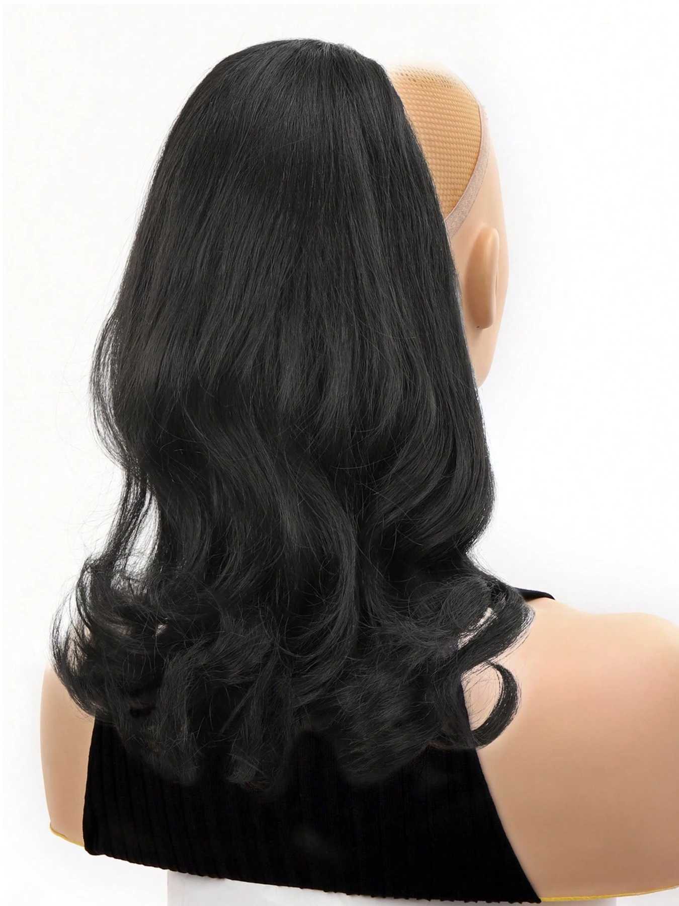 14 Inch Black Long Curly Ponytail Extension Natural Fluffy Drawstring Clip in Ponytail Hairpiece for Women Synthetic Hair BunXJ241221