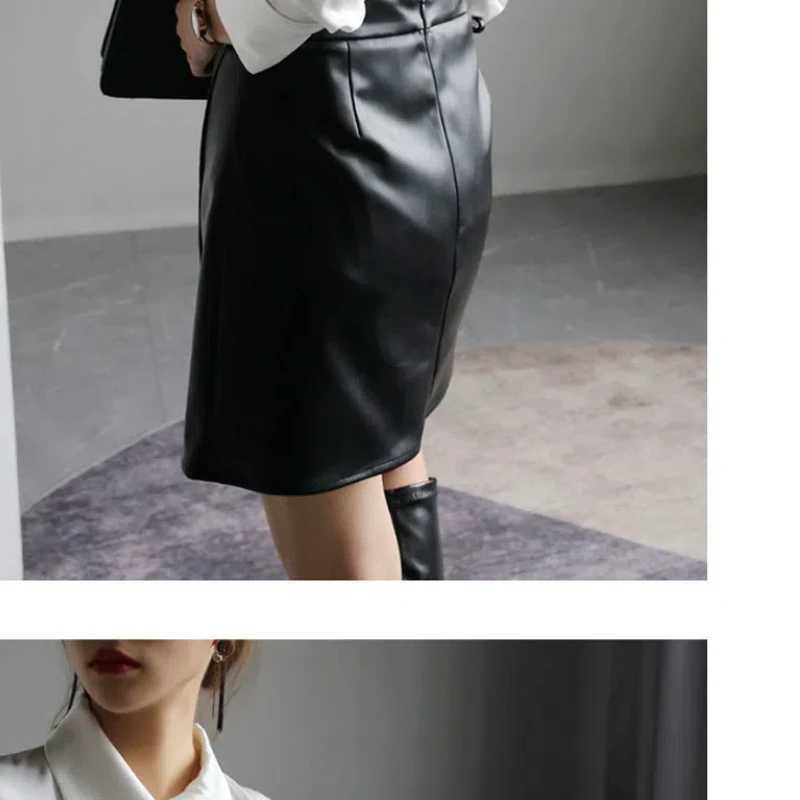 Simplicity Office Lady Autumn Winter Women Solid Zipper Split Korean Fashion Chic High Waist Short Slim A-line PU Leather SkirtXJ241221