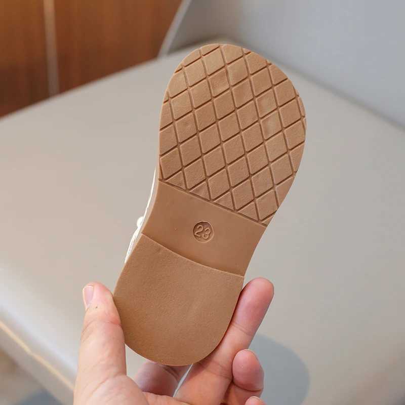 Sneakers Girls Sandals Summer New Beige Bow Breathable Pearl Girls Baby Single Shoes 2-8 Years Old Black Non-slip Children Baby Shoes H241221