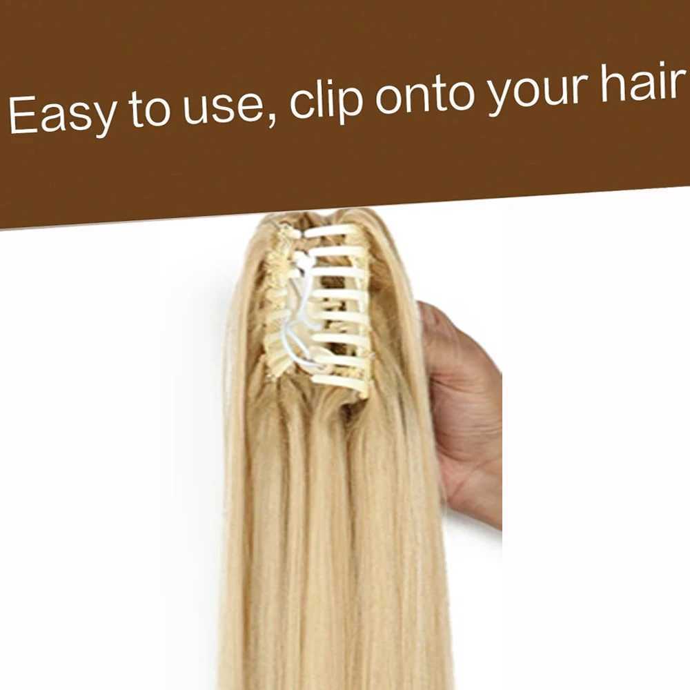 24-inch Versatile Claw-Clip Ponytail Extension - Smooth Synthetic Hair with Natural Feel - Easy-to-Attach Hairpiece for DailyXJ241221