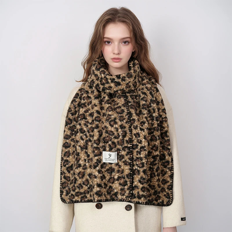 Winer Warm Cashmere Scarf for Women Fashion Leopard Thick Blanket Pashmina Shawl Wrap Female Bufanda Echarpe Foulard 241220