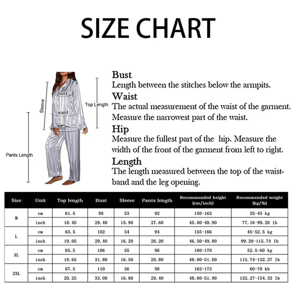 Womens Summer Striped Pajama Set Long Sleeve Top Trousers Silk Satin Home Suit Spring Loose Casual Sleepwear Female Nightwear 241217