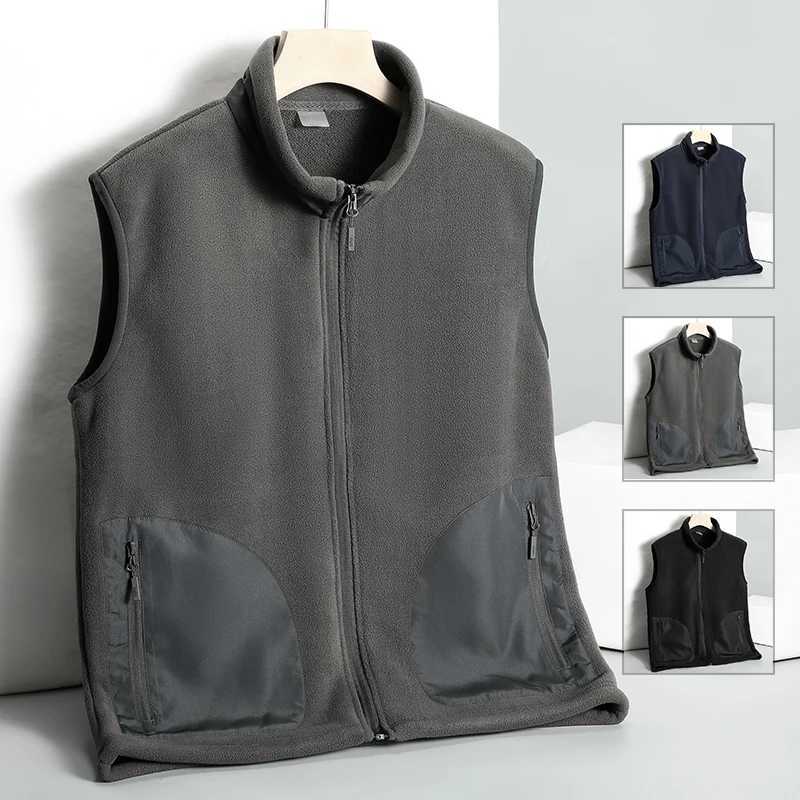 New Fashion Autumn Winter Stand Up Collar Cardigan Vest MenS Fashion Versatile Casual Flannel Warm Sleeveless Waistcoat CoatXJ241221