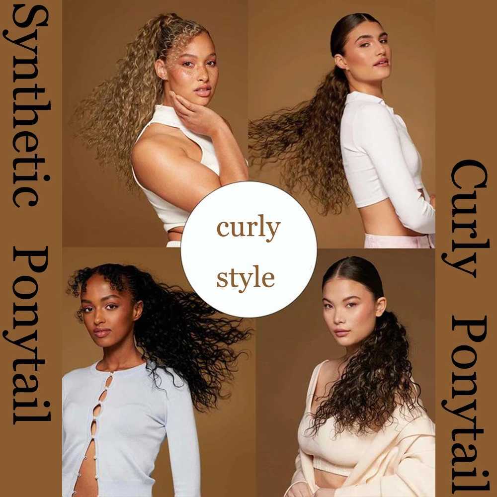 MERISIHAIR Synthetic 34 Inch Hair Fiber Heat Resistant Curly Hair With Ponytail Fake Hair Clip in Hair Extensions Pony TailXJ241221