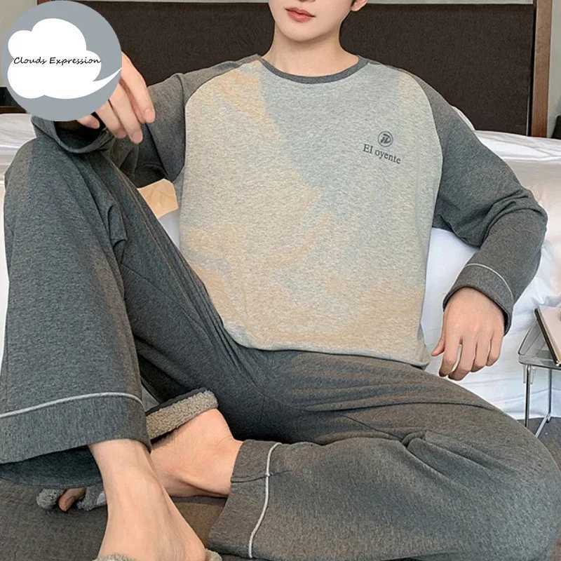 Spring Plus 5XL Knitted Pjs Full Length Mens Pajama Set Mens Pajama Plain Casual Wear W241221