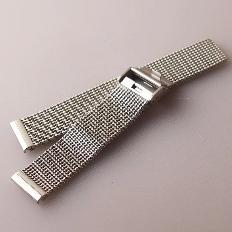 Stainless steel mesh watchband 18mm 20mm 21mm 22mm 24mm silver watch strap bracelet special fold clasp deployment quick pin 241220