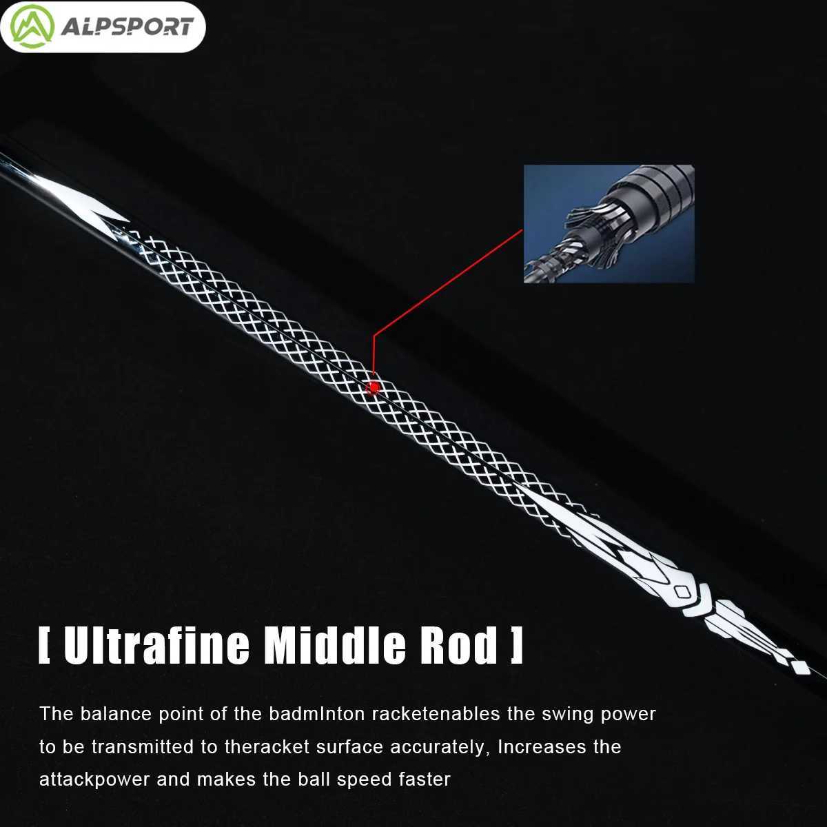 Alpsport ZY 4U Carbon Fiber Paddle Badminton Heavy Head Up to 35 Pound Professional Violent Strike Sport OutdoorW241221
