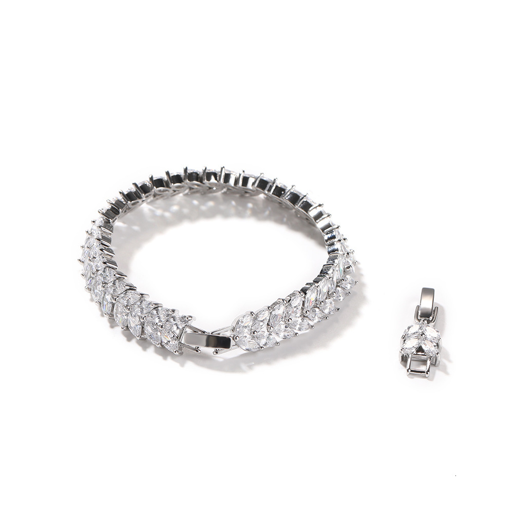 7-8 Inches Length Adjustable Flower Tennis Bracelet Hip-hop Wolf Tide New In Full Diamond Fashion Street Extended Section Personalized Bracelet Bijoux
