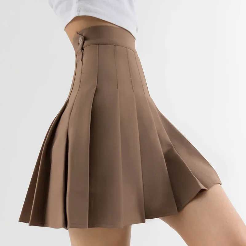 High Waist Solid Pleated Mini Skirt for Women Summer Spring Korean Preppy Style Fashion Cute A-line Skirts Y2K Skort ClothesXJ241221