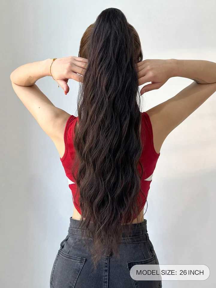 Synthetic New Style 26 inch Curly Wave Straight Clip Hairpin Long Ponytail For Women Multicolor Claw Ponytail ExtensionXJ241221