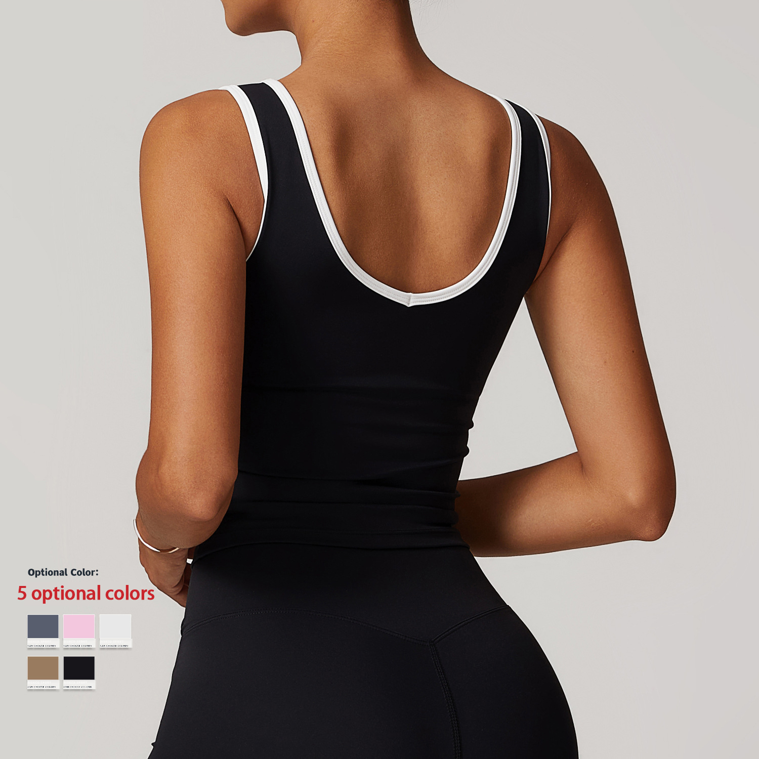 Skinny Nude Color Clash Sports Tank Top Women Backless Yoga Tank Top Fitness Clothing Outer Sports Tops