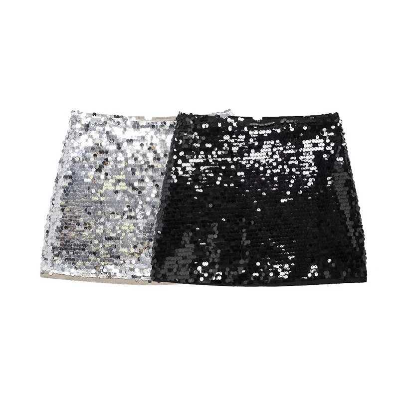 Willshela Women Fashion With Sequined Back Zipper Mini Skirt Vintage High Waist Fe Chic Lady SkirtsXJ241221