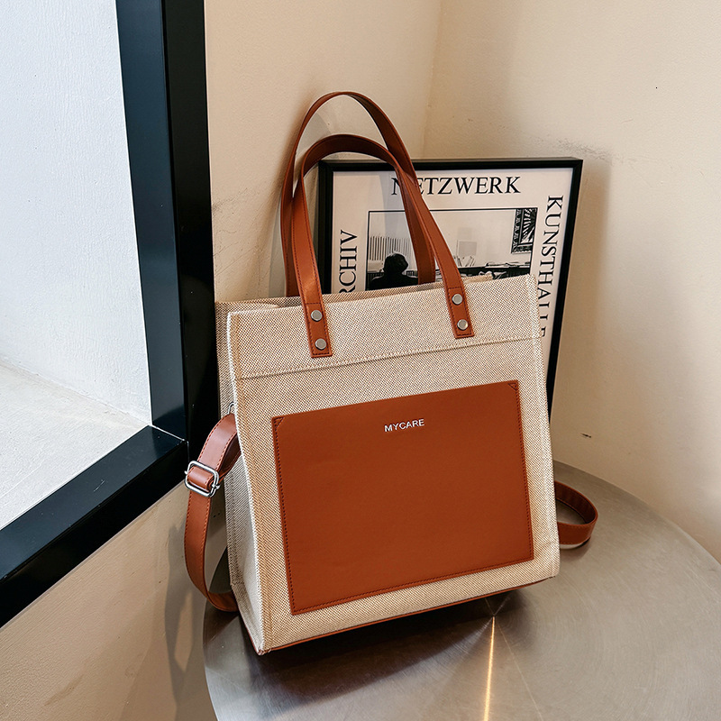 Canvas handbag suitable for new fashion trend contrasting colors casual business commuting designer shoulder bag trendy crossbody bag bag
