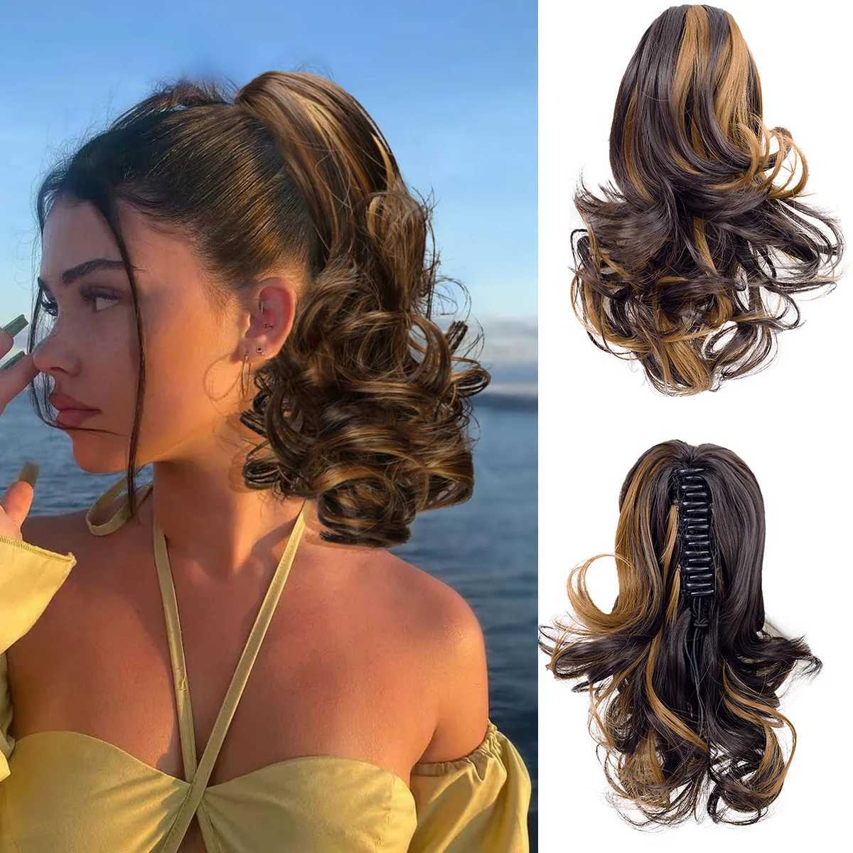 Synthetic Hair Short Wavy Ponytail Hair Extensions 12 Claw Clip On Ponytail Hair Synthetic Ponytail Extension Hair For WomenXJ241221