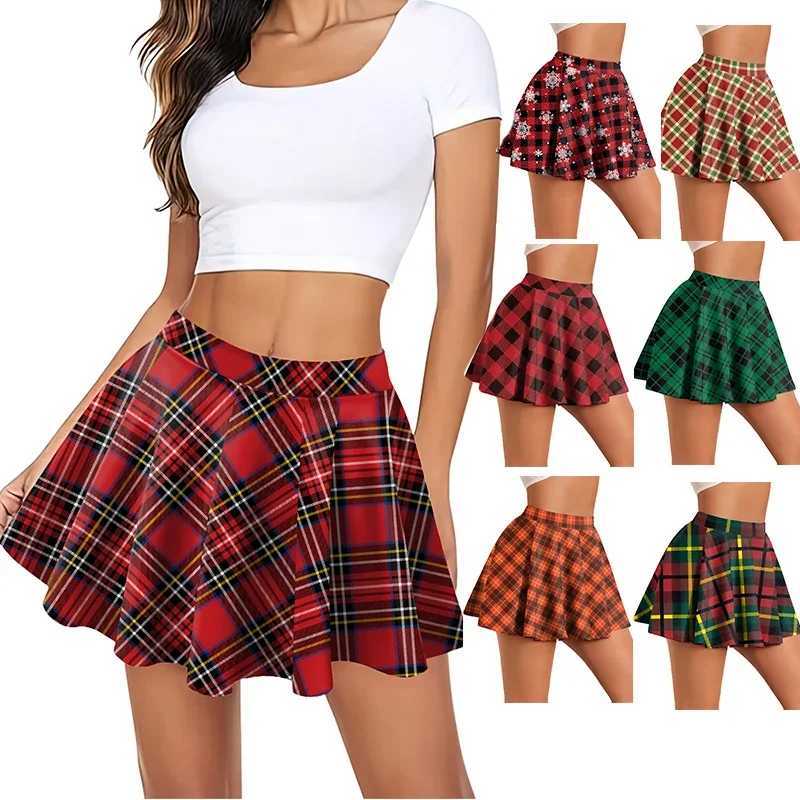 Retro Plaid Pleated Skirts Skirt Y2K Streetwear Vintage School Uniform A-Line Gym dent Short Skirt Girl Xmas Dress UpXJ241221