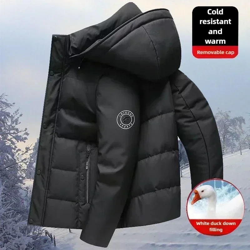Winter Mens Down Jackets Thickened for Warmth Filled with White Duck Featuring A Hood and Windproof nMensCoat 241217