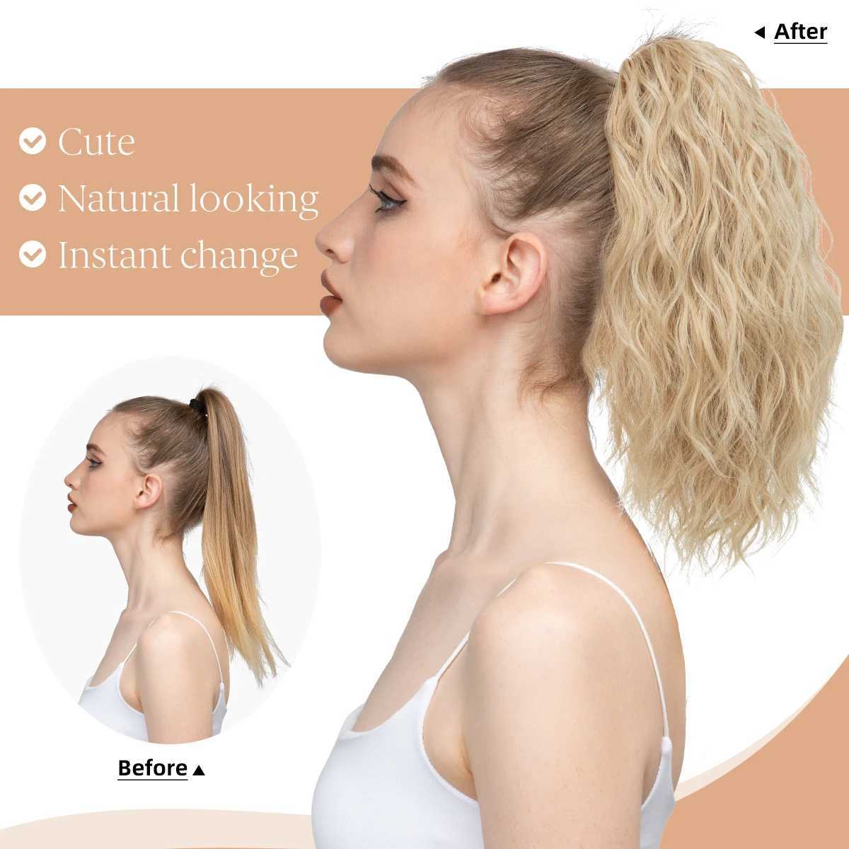 13Inch Premium Synthetic Curly Claw Clip In Ponytail Blonde Brown Short Hairpiece Fake Hair False Pigtail Hair Extensions P064XJ241221