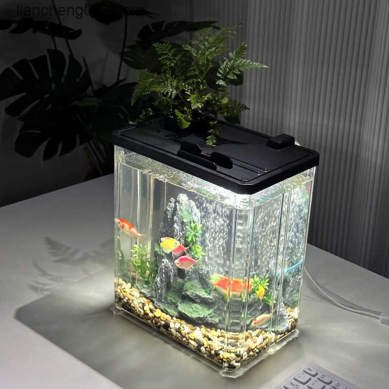 Other Pet Fish tank home office transparent box with light filtering and oxygen production multifunctional small landscaping desktop ecological tank L