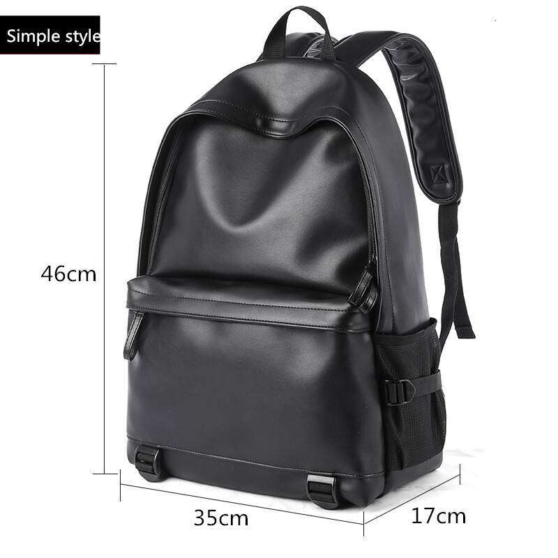 New Fashion Men Leather Backpack Black School Bags For Teenager Boys 15.6 Inch Laptop Backpacks Mochila Mascua High Quality