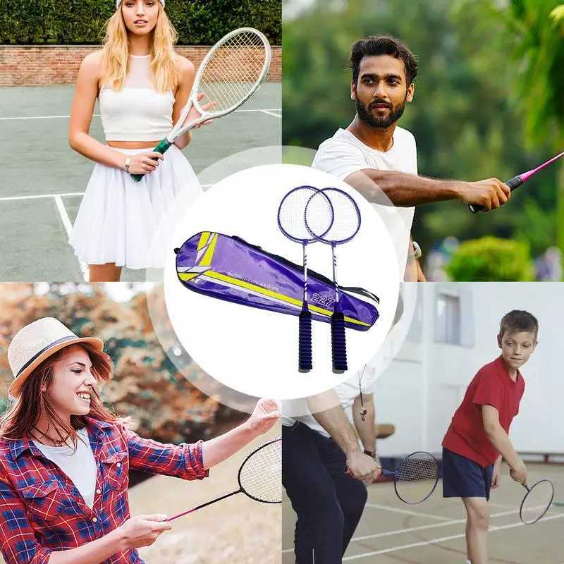 Badminton Racket Set 2 Player - Lightweight Badminton Racquets Replacement for Badminton Devices with Elastic Strings Suitable for Beach UseW241221