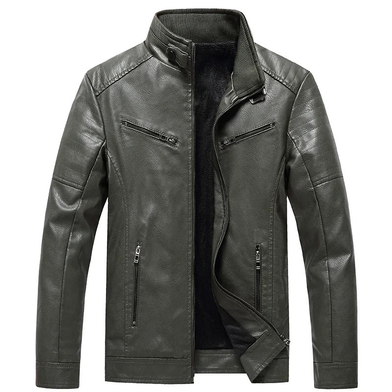 Fleece Autumn PU Leather Coats Mens Plus Velvet Fleece Leather Jacket Men Winter Warm Motorcycle Thickened Leather Coat Man 241216
