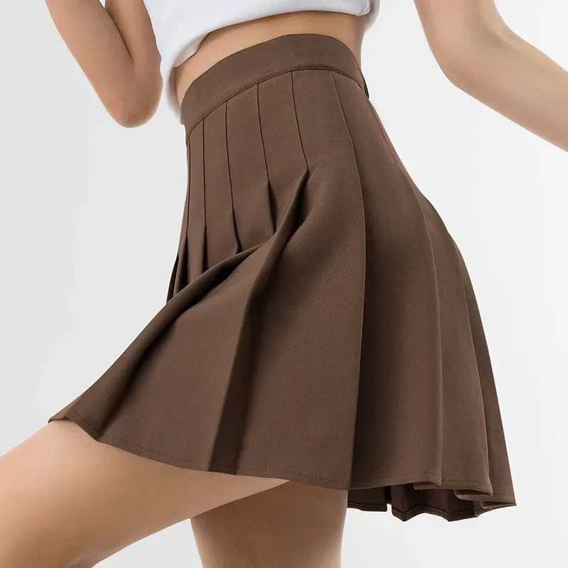 High Waist Solid Pleated Mini Skirt for Women Summer Spring Korean Preppy Style Fashion Cute A-line Skirts Y2K Skort ClothesXJ241221