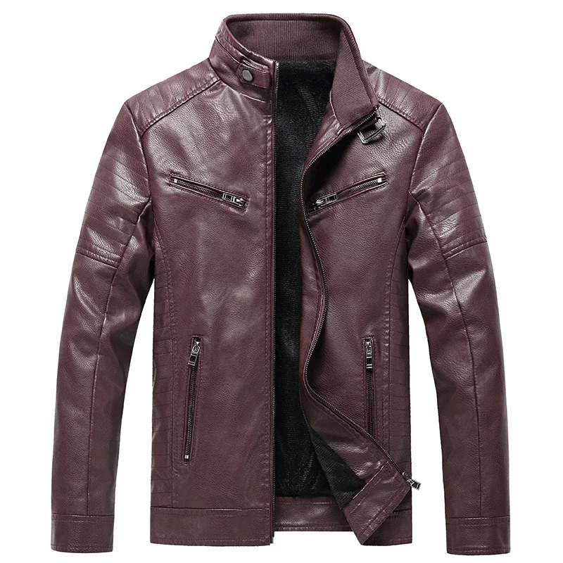 Fleece Autumn PU Leather Coats Mens Plus Velvet Fleece Leather Jacket Men Winter Warm Motorcycle Thickened Leather Coat Man 241216