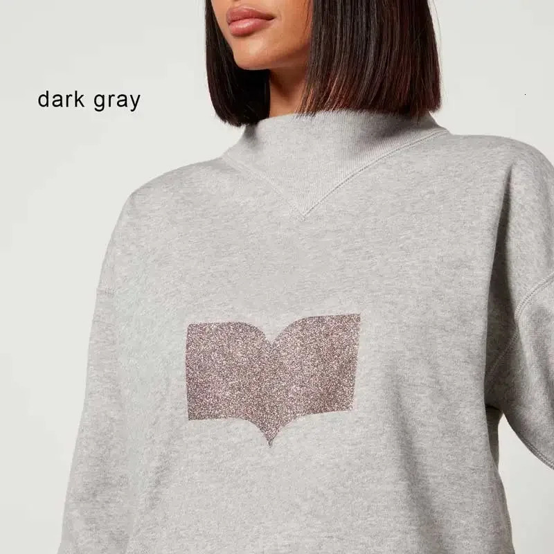 New Women's Black Cotton Sweatshirt Sier-Tone Foiled Sweatshirt Female New Autumn Winter Women Tops