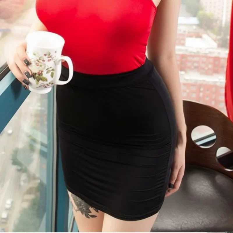 Elastic Wrap Mini Skirt for Women High Wiast Sexy Short White Black Long Tight Silk Pencil Skirts See Through Nightwear ClubwearXJ241221