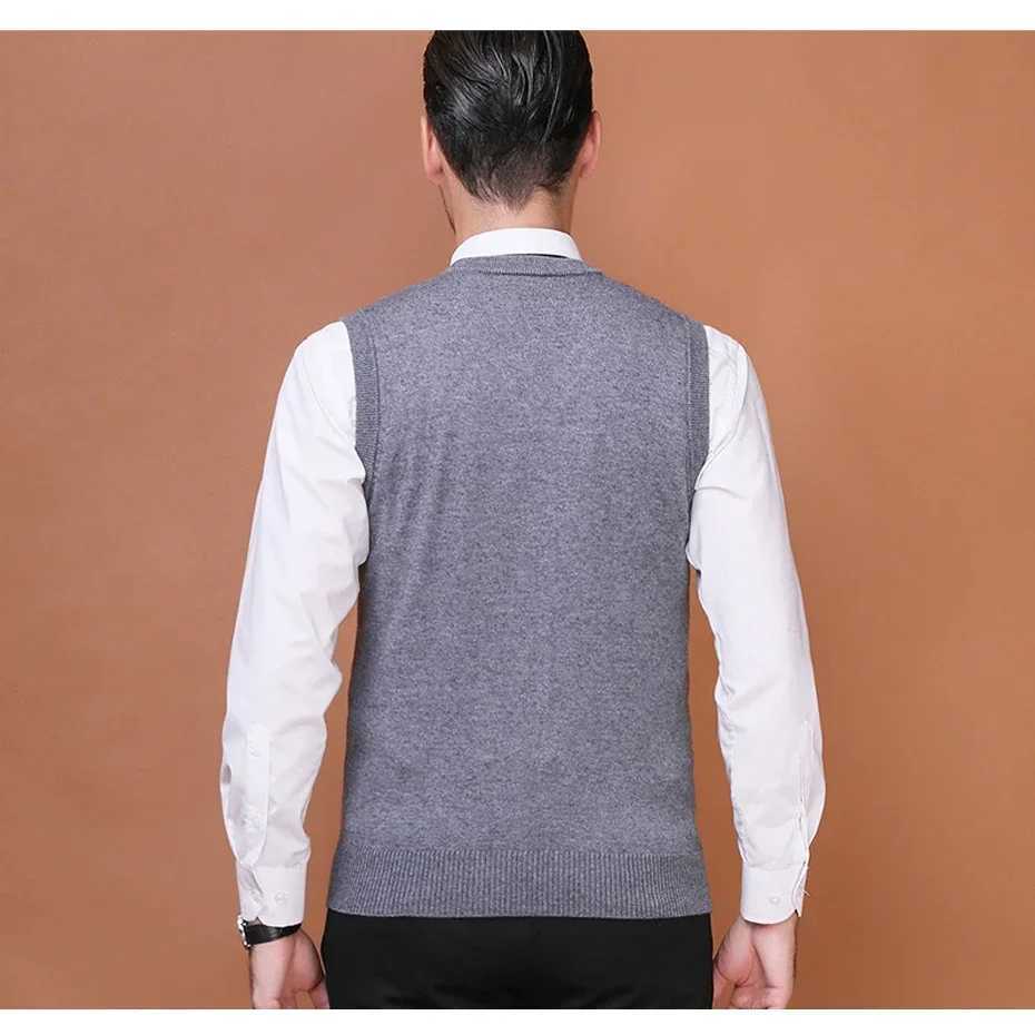 Autumn New Mens Wool Sweater Pullover Sleeveless Basic Knit Vest Casual Fashion V Neck Striped Plus Size 3XLXJ241221