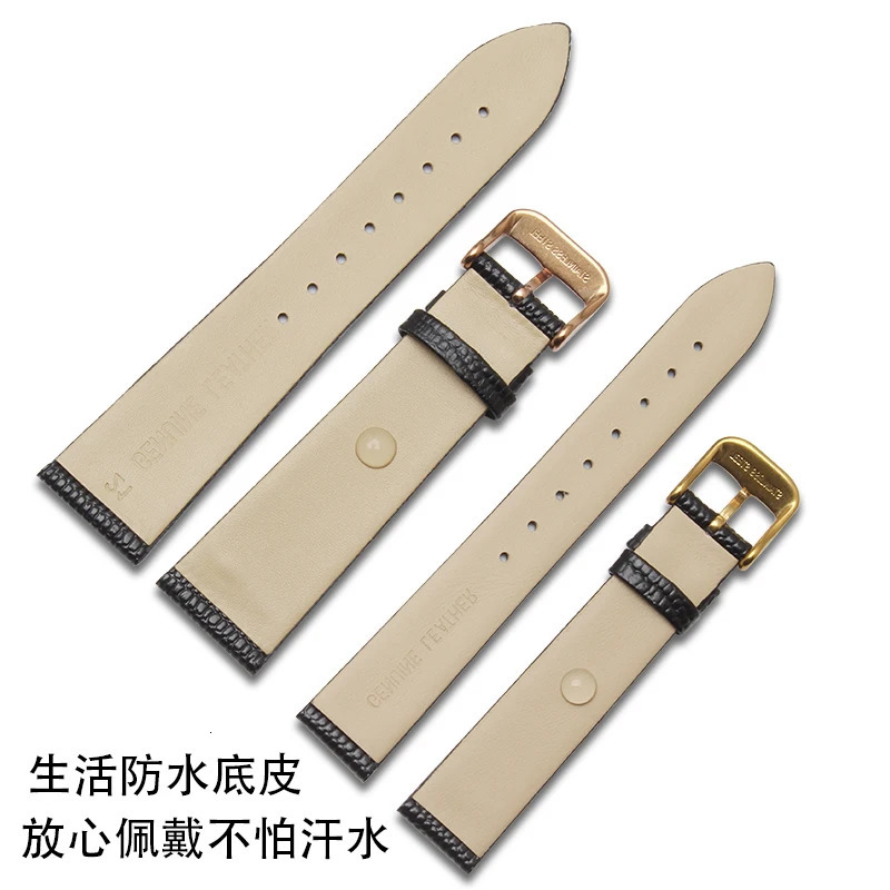 Ultra-thin 12mm 14mm 16mm 18mm 20mm High quality Women Black brown red Lizard texture Genuine Leather Watch Band Strap 241220