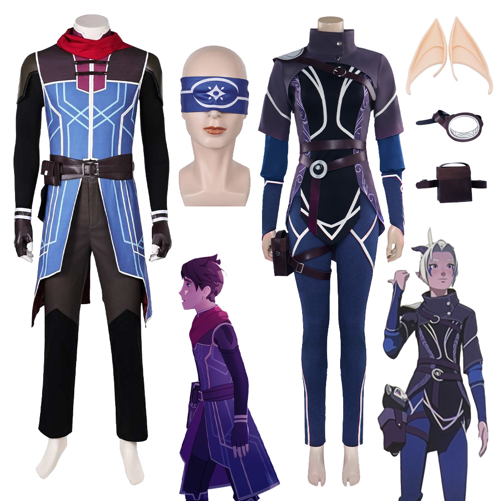 Callum Rayla Cosplay The Dragon Prince Costume Eyemask Jacket Pants Coat Men Women Ears Outfits Halloween Carnival Party Suit