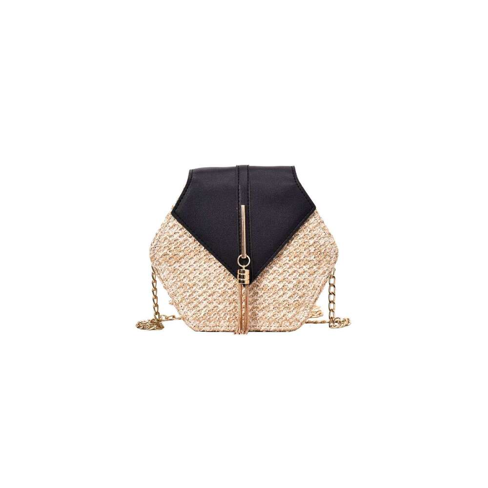 Good Quality Western style woven with textured chain, single shoulder crossbody women's bag, hexagonal bag