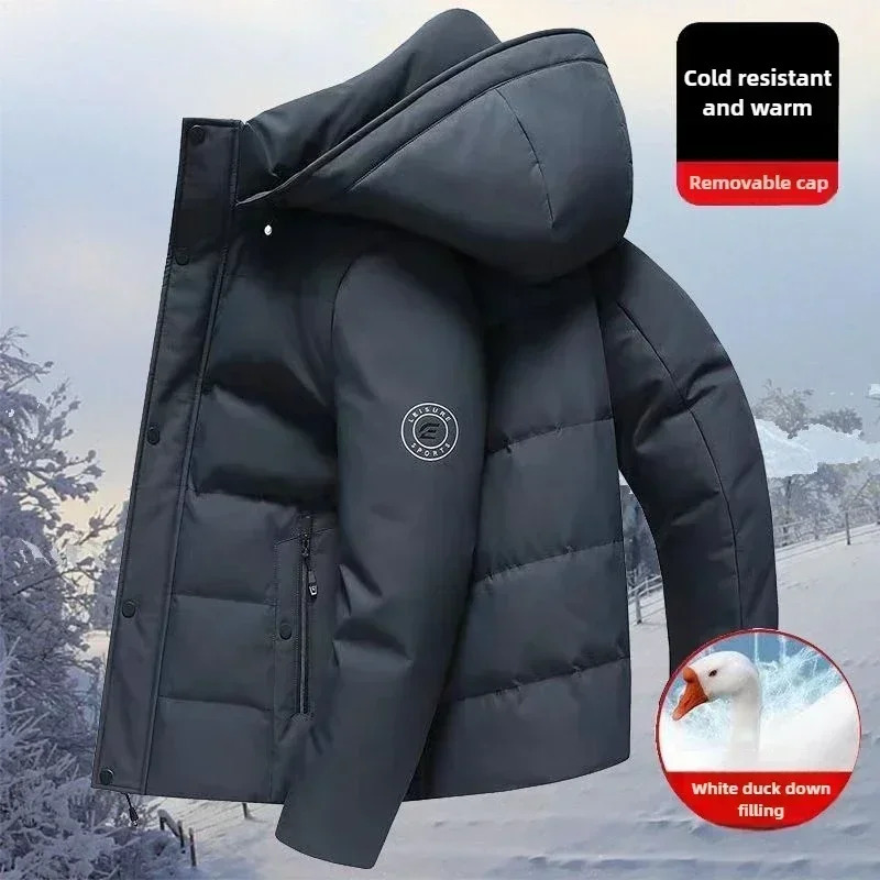 Winter Mens Down Jackets Thickened for Warmth Filled with White Duck Featuring A Hood and Windproof nMensCoat 241217
